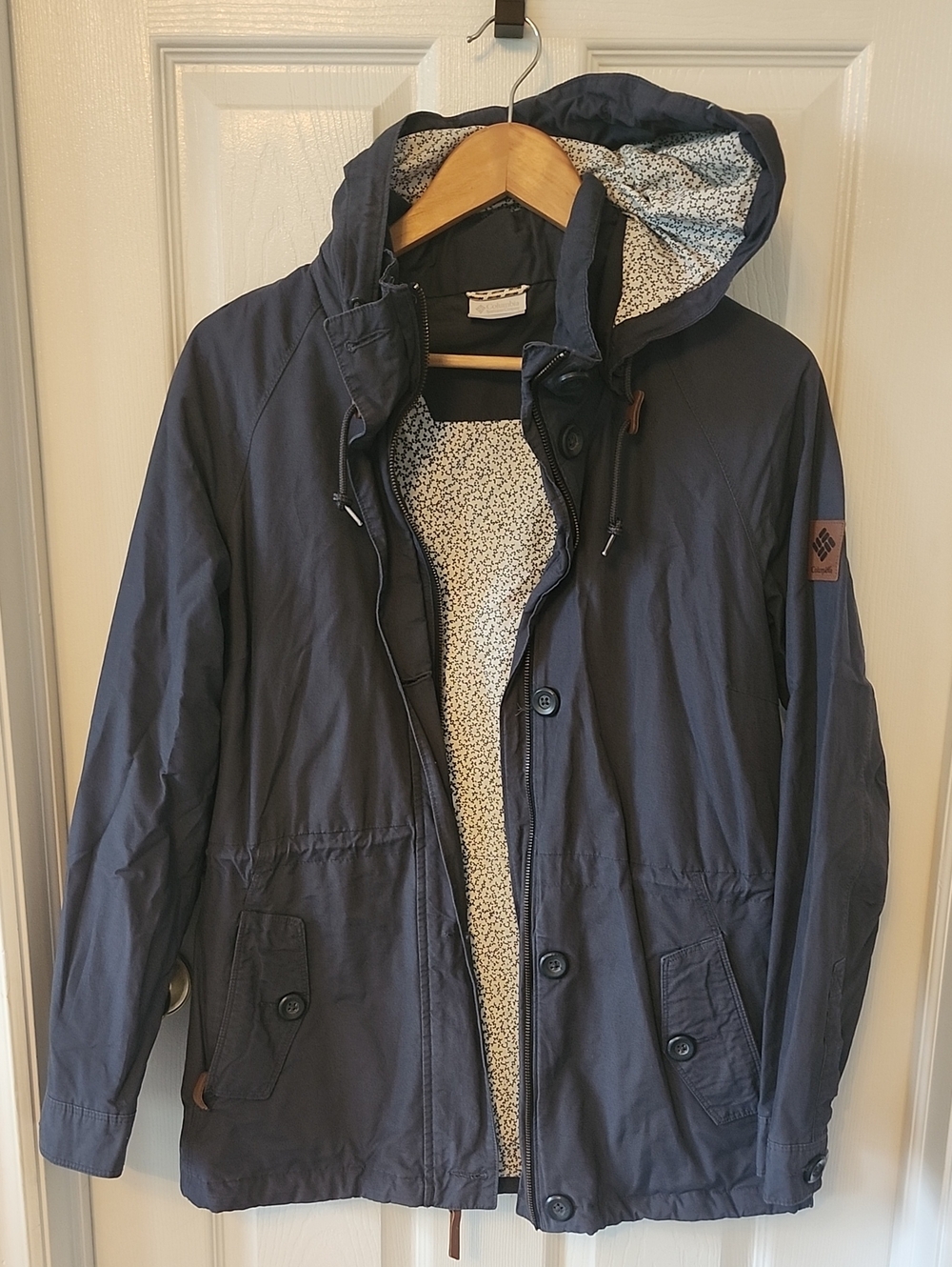 Columbia Navy Hooded Field Jacket with Cream Lining